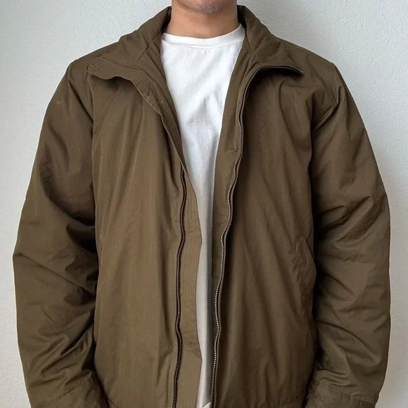 Vintage 2000s Polo Ralph Lauren Logo Embroidered Men's Olive Brown Puffer Jacket - Picture 3 of 7